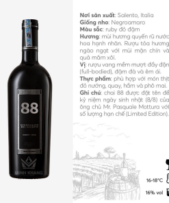 Rượu vang đỏ 88 Negroamaro Del Salento – Dấu ấn tinh tế trong lòng người thưởng thức