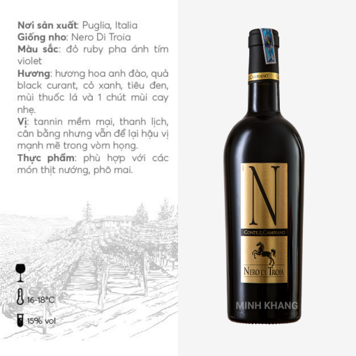Rượu vang Ý N-Nero Di Troia – Hoa anh đào lan tỏa trong từng giọt rượu